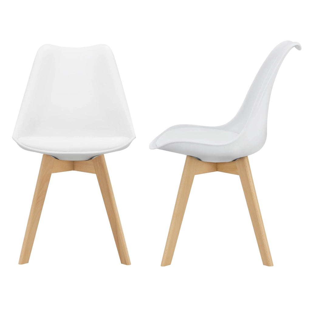 Set Fläten di 2 Sedie da Sala con Seduta Imbottita Rivestimento in Similpelle Bianco [en.casa]
