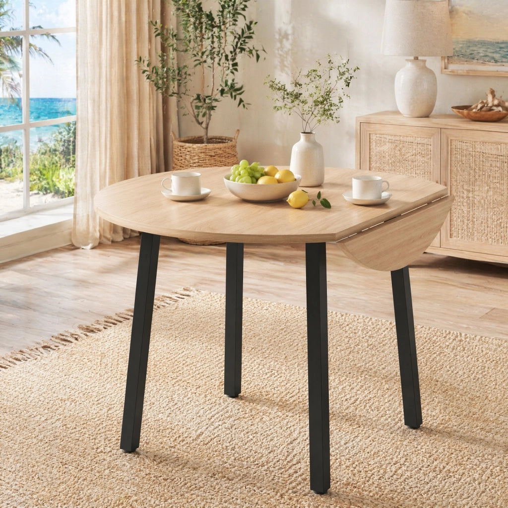 Tavolo da pranzo rotondo pieghevole 100 x 100 cm; rovere