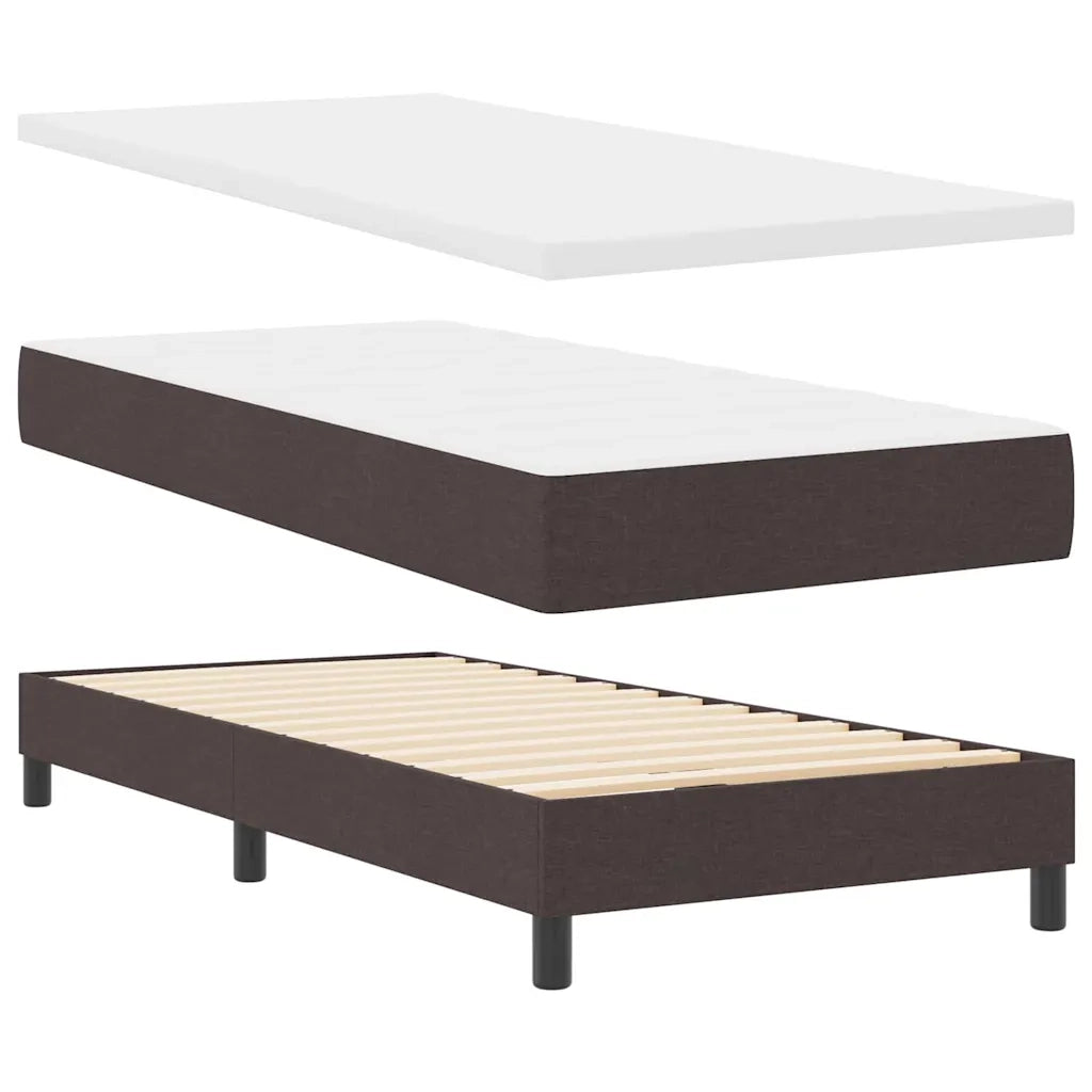 Letto a molle con materasso Marrone Scuro 80 x 200 cm Tessuto