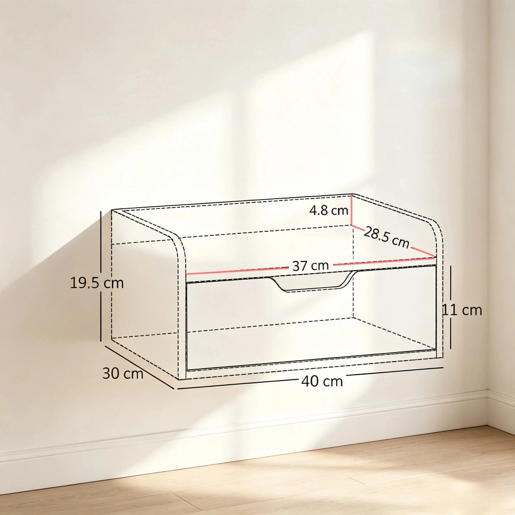 TAVOLINO da parete Set da 2 pezzi 40x30x19,5 cm Legno naturale e bianco