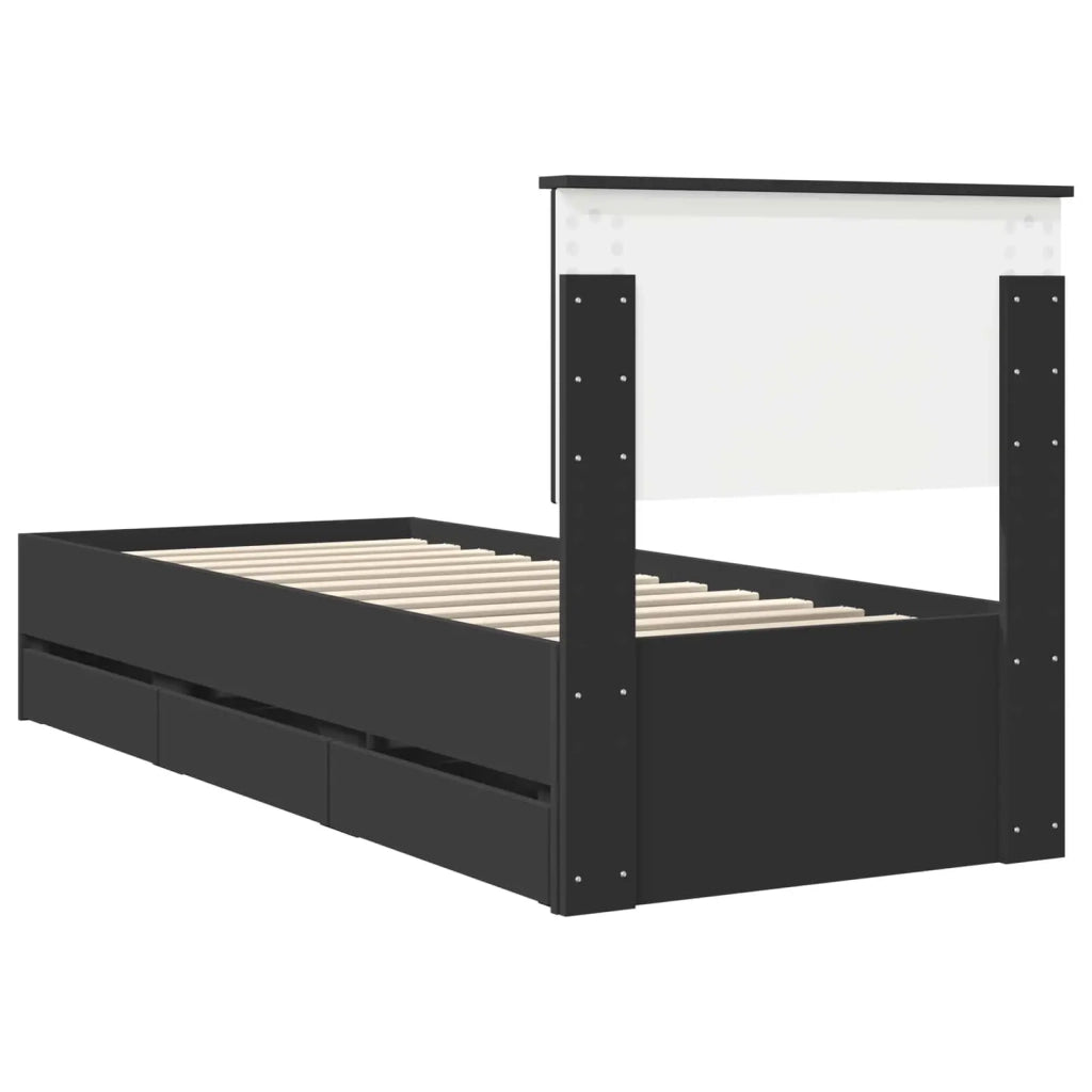 Struttura del letto-Giroletto Nero 75 x 190 cm Legno Ingegnerizzato 175752
