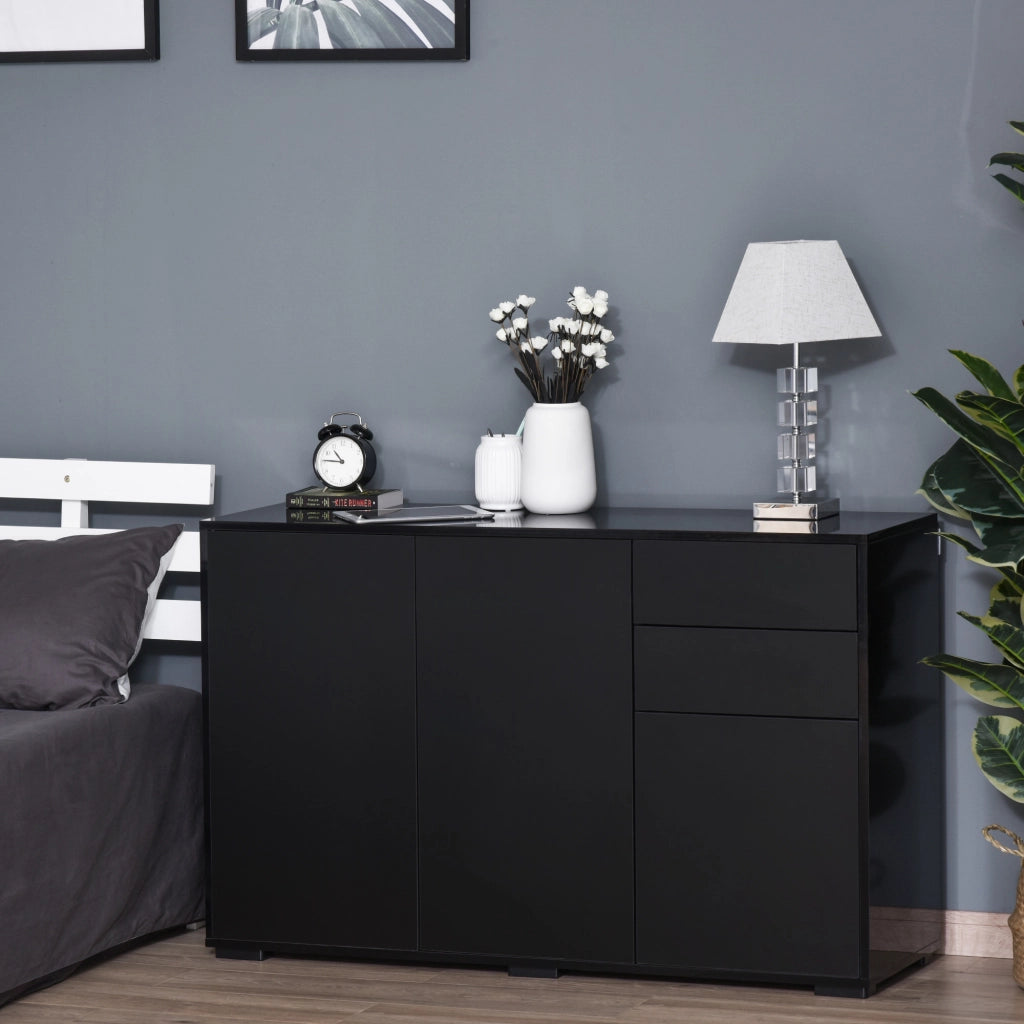 Armadio 3 Ante 2 Cassetti ¨C Zephmum ¨C 117x36x74 cm Nero