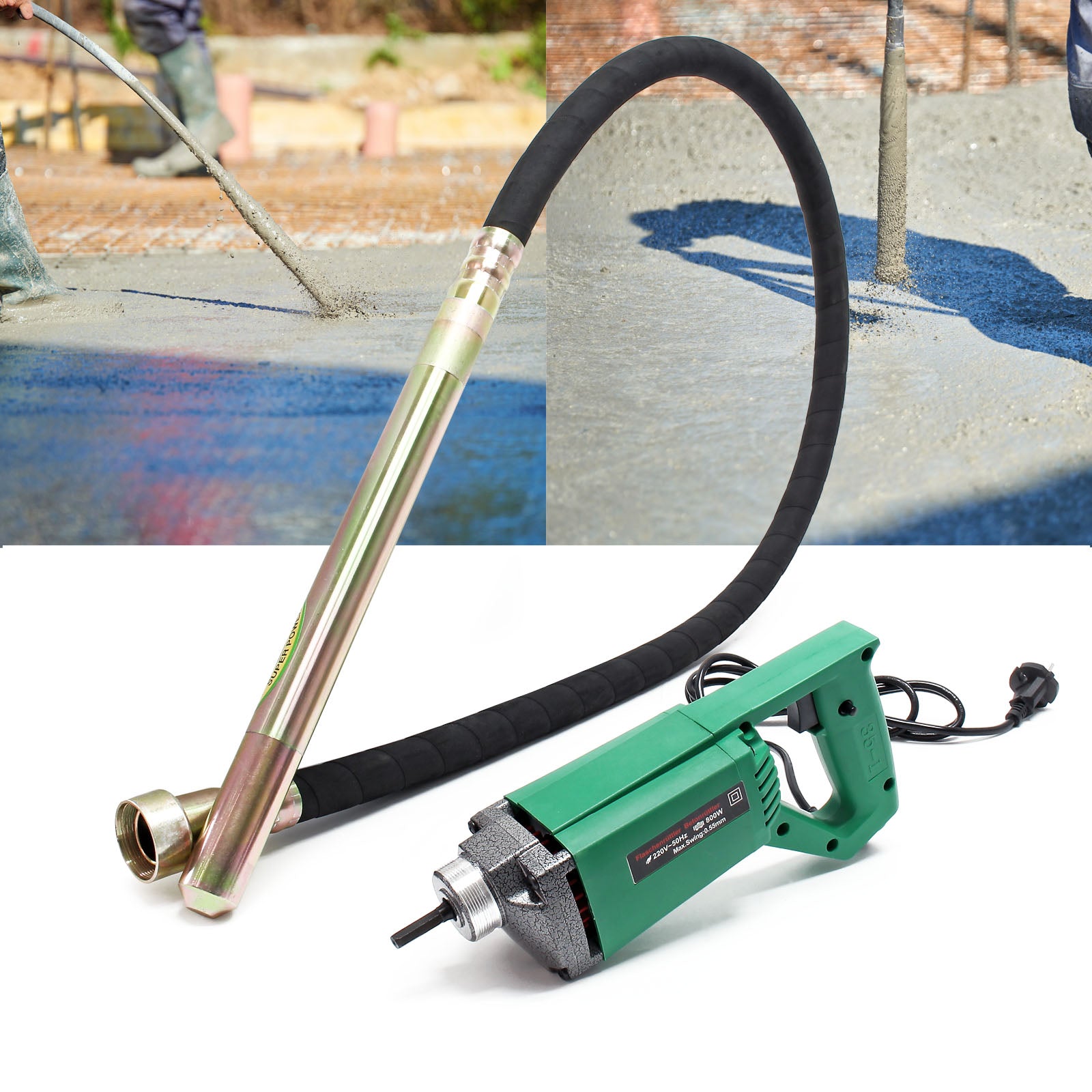 Vibratore elettrico 800 watt incl. ago vibrante 200 cm per cemento calcestruzzo