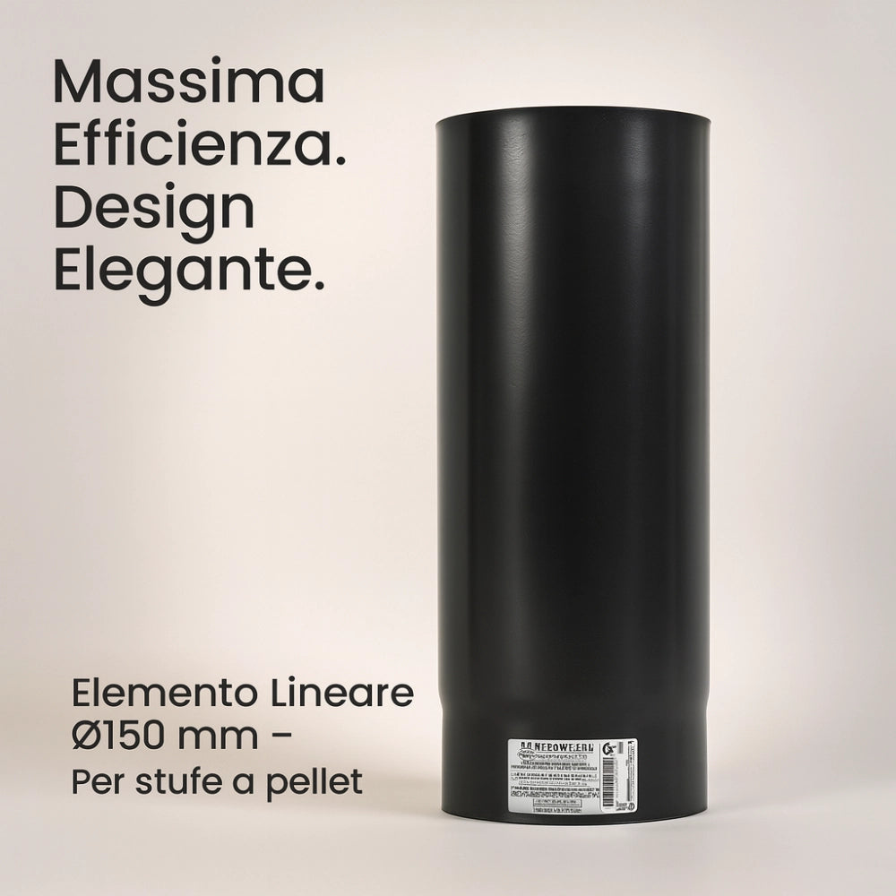 Tubo lineare arredo canale da fumo stufa a pellet sistema scarico diametro 150mm *** misura h 500 mm, confezione 1
