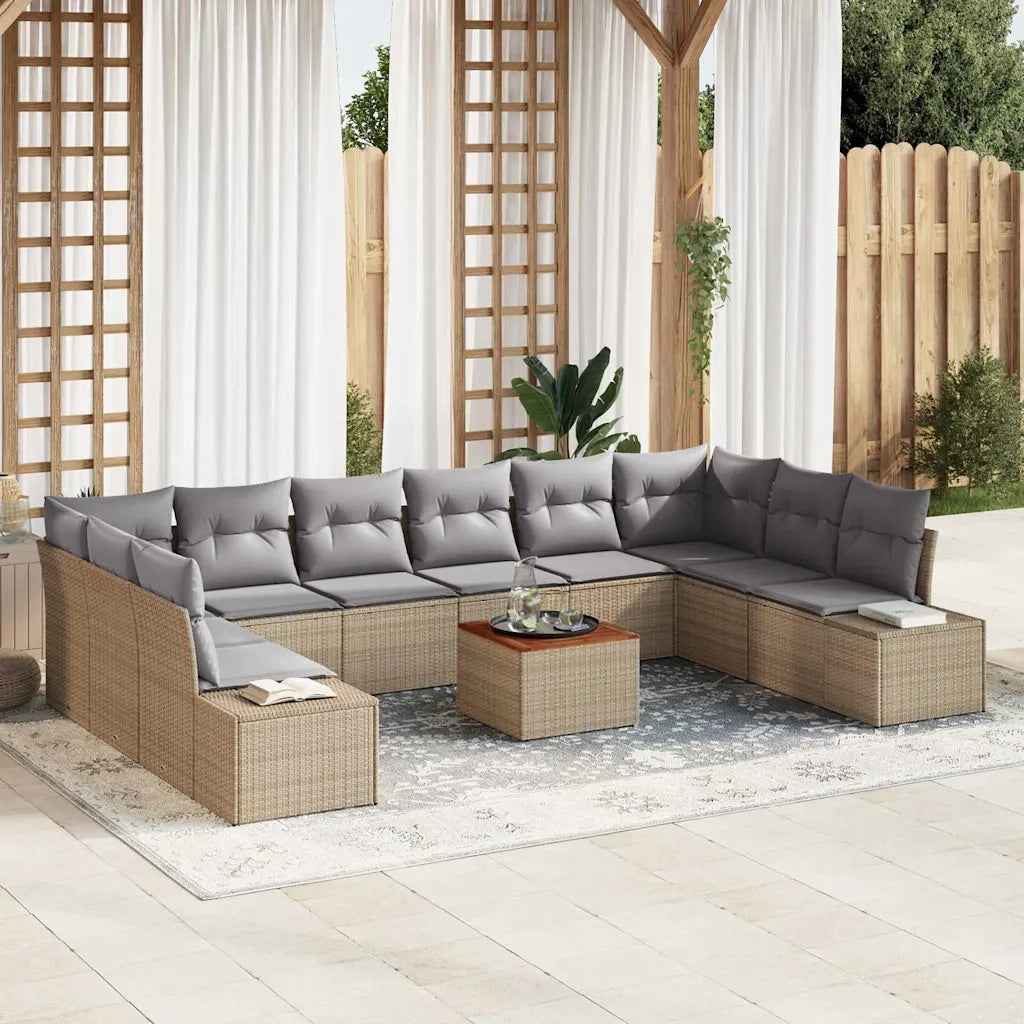 Set Divano da Giardino 11 pcs beige e grigio chiaro