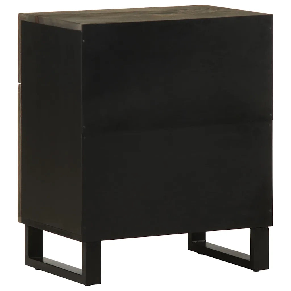 Comodino-Tavolino da notte Nero 50x33x60 cm in Legno Massello di Mango 889339
