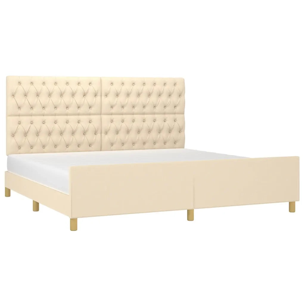 Giroletto con Testiera Crema 200x200 cm in Tessuto 3125329