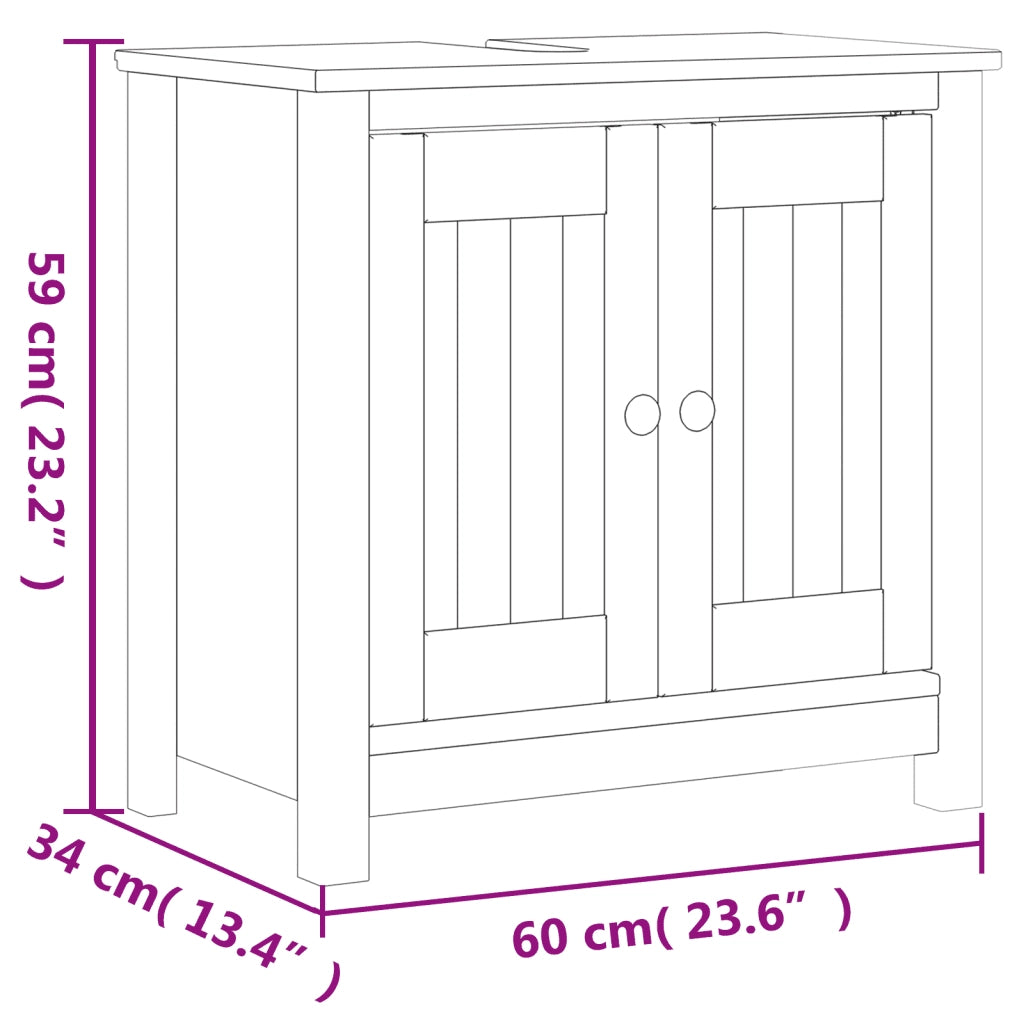 Set Mobili da Bagno 2 pz BERG Bianco in Legno Massello di Pino