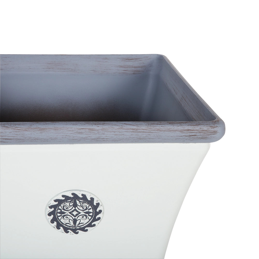 Vaso per piante Fioriera in miscela di pietra bianca per esterni Quadrata 37 x 35 cm per tutte le stagioni