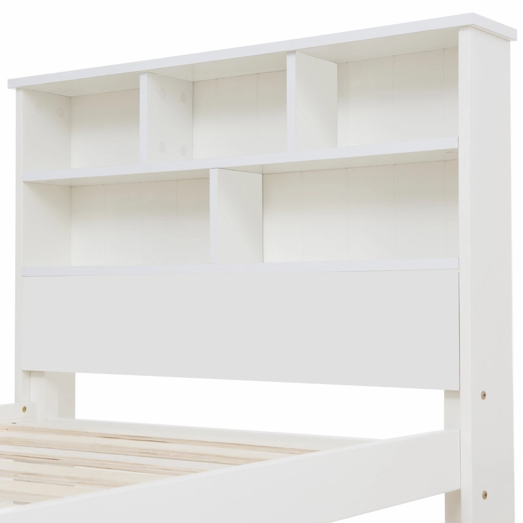 Letto con Cassetti Singolo; con Testiera Libreria e Vano Contenitore 90×200 cm; senza Materasso