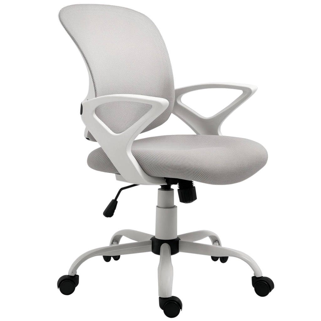 Sedia da Ufficio Basculante in Tessuto a Rete Grigio, Sedia da Scrivania Ergonomica e Girevole con Altezza Regolabile