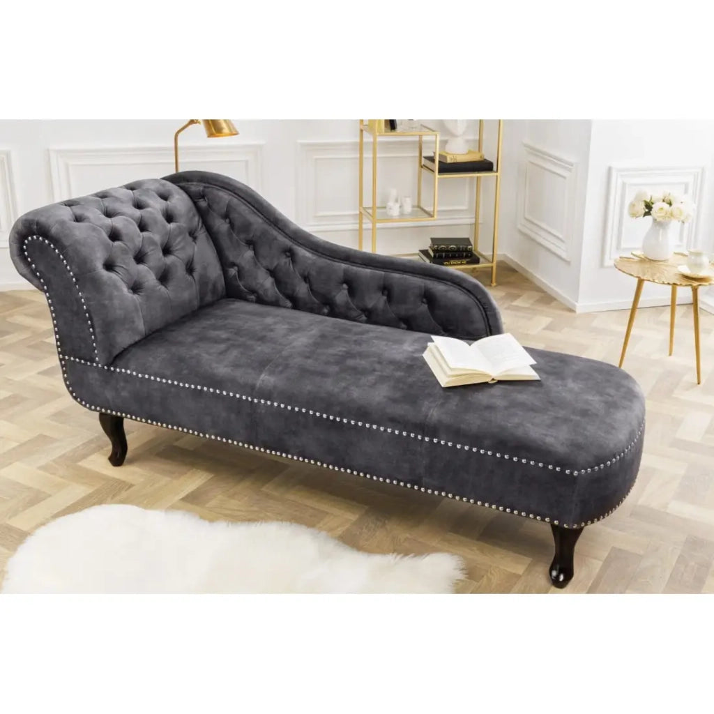 Méridienne EDGAR – Grigio scuro – Velluto stile barocco