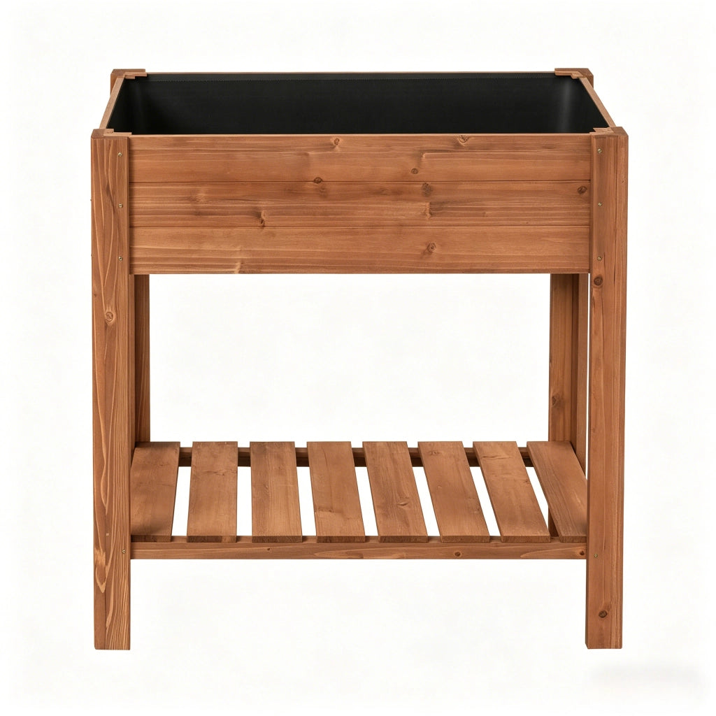 Fioriera a più livelli in legno di abete con ripiano inferiore per balcone terrazza e giardino marrone 80 × 75 × 40 cm