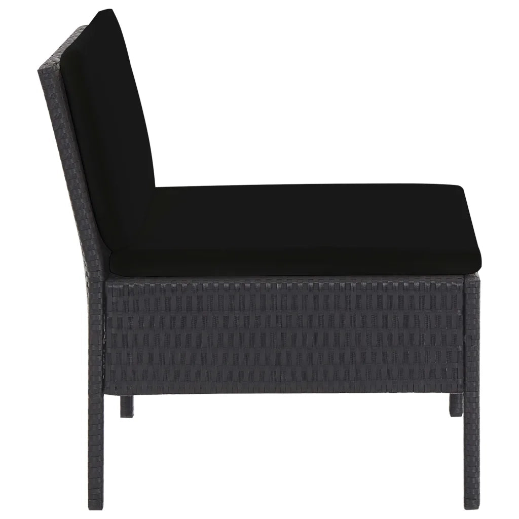 Set Divani da Giardino 5 pz con Cuscini in Polyrattan Nero cod mxl 35514