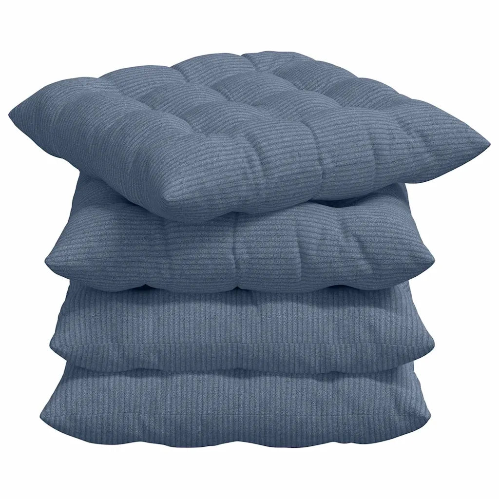 Cuscini per Seduta 4 pcs Blu 40 x 40 x 6 cm Tessuto in Cords