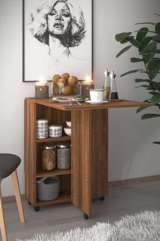 Tavolo da pranzo pieghevole - Inclinabile - Risparmio spazio - Design moderno - 140x60x75 cm - Ruote bloccabili - Tavolo pieghevole