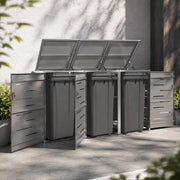 Bin Storage Box For 3 Bins, 207x77.5x115 Cm, Stainless Steel