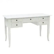 Scrivania scrittoio in legno Shabby chic 5 cassetti bianca