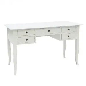 Scrivania scrittoio in legno Shabby chic 5 cassetti bianca