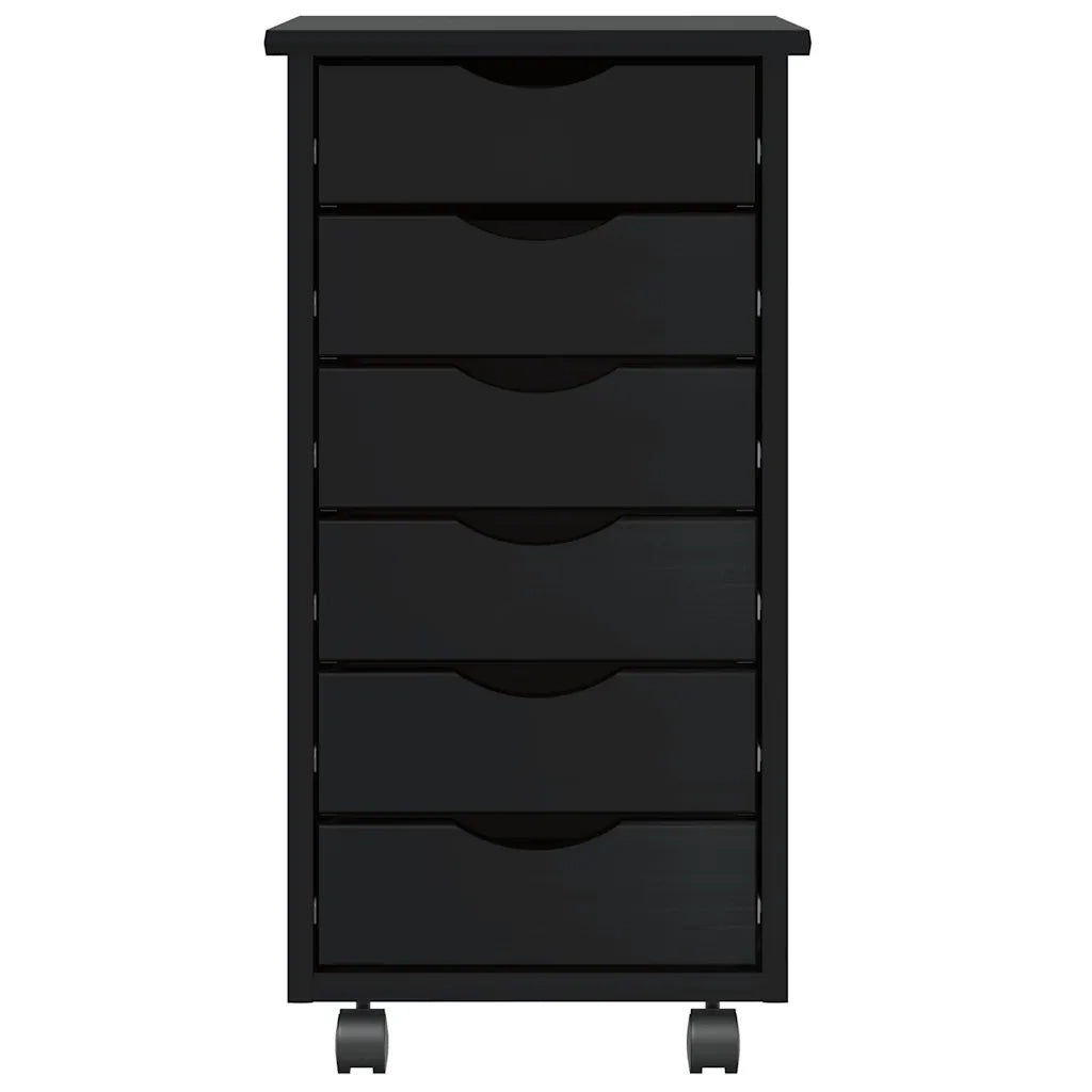 Armadietto Rotante con Cassetti MOSS Nero Legno Massello Pino 4015782