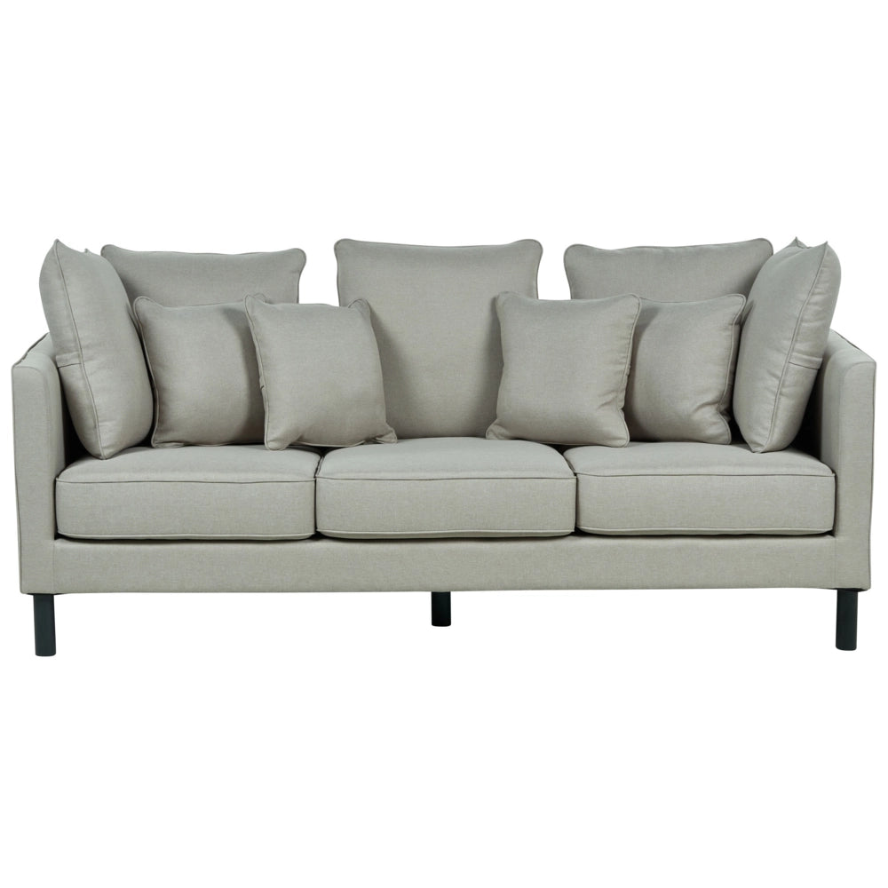Divano a 3 Posti Imbottito in Velluto Grigio con Gambe in metallo nero stile classico moderno
