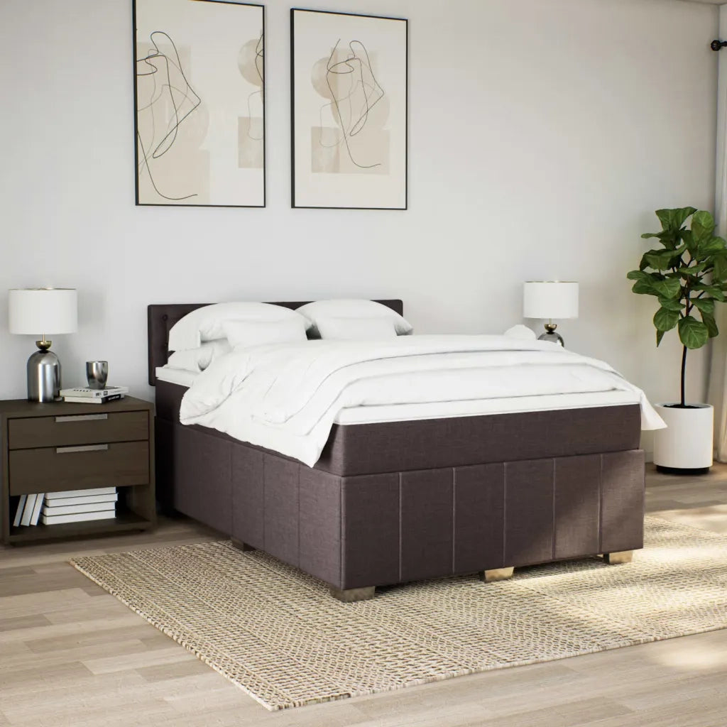 Giroletto a Molle con Materasso Marrone Scuro 140x200cm Tessuto