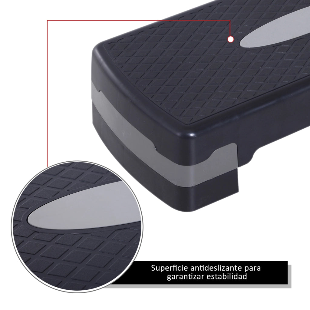 Step Aerobico Fitness Regolabile 2 Livelli ¨C Zephmum ¨C 68x29x15 cm Nero