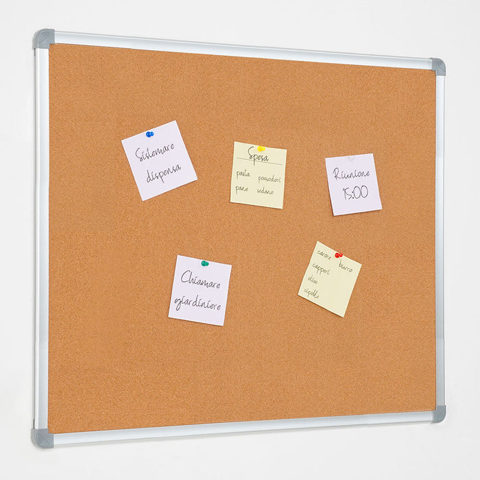 Lavagna con Fondo in Sughero 90x60 cm in Alluminio Silver