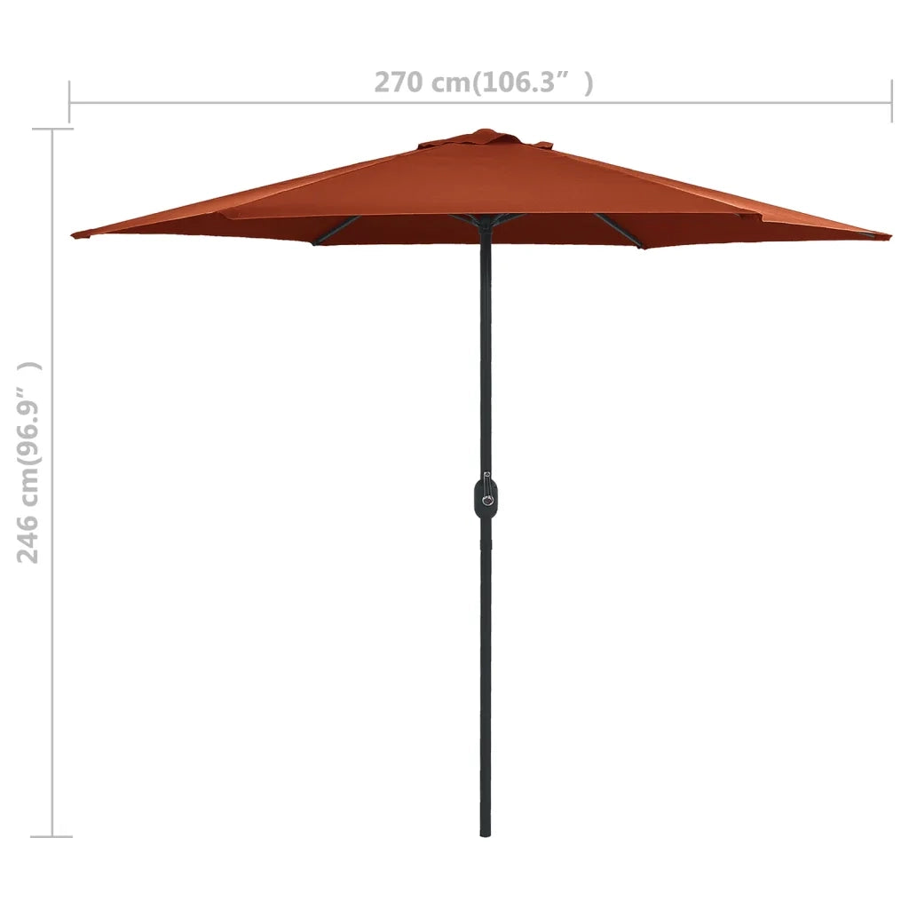 Ombrellone da Giardino Palo in Alluminio 270x246 cm Terracotta 47349
