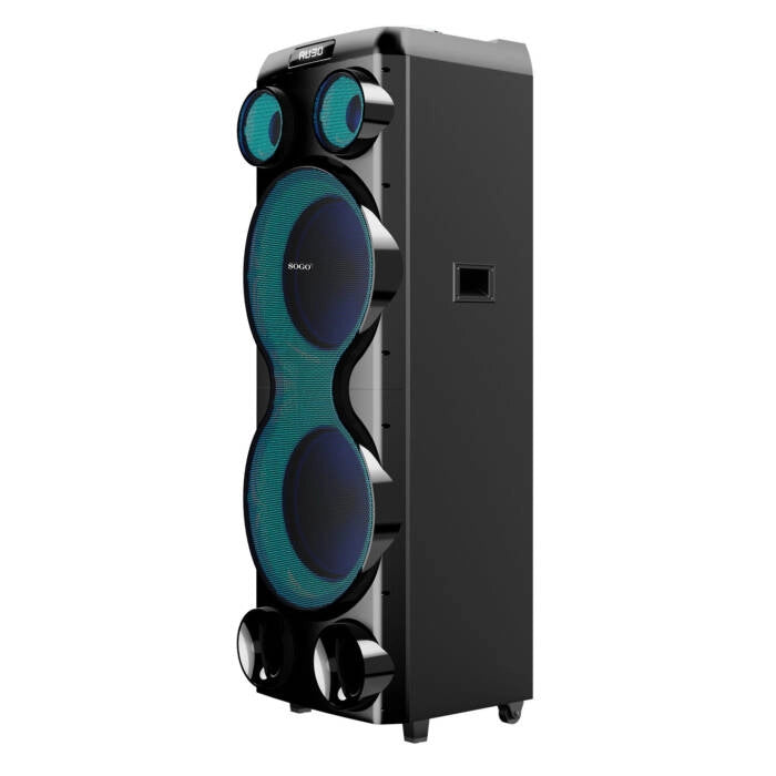 Cassa amplificata portatile 1800W PMPO, 150W RMS, Bluetooth TWS, LED RGB multicolore, karaoke microfono incluso - SOGO