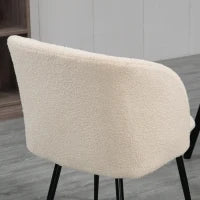 Set di 2 Sedie da Pranzo con Schienale in Tessuto Effetto Lana, Gambe in Acciaio, 55 x 62 x 80 cm, Beige e Nero