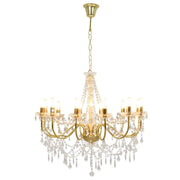 Lampadario con Perline Dorato 12 Lampadine E14 CFW5780322