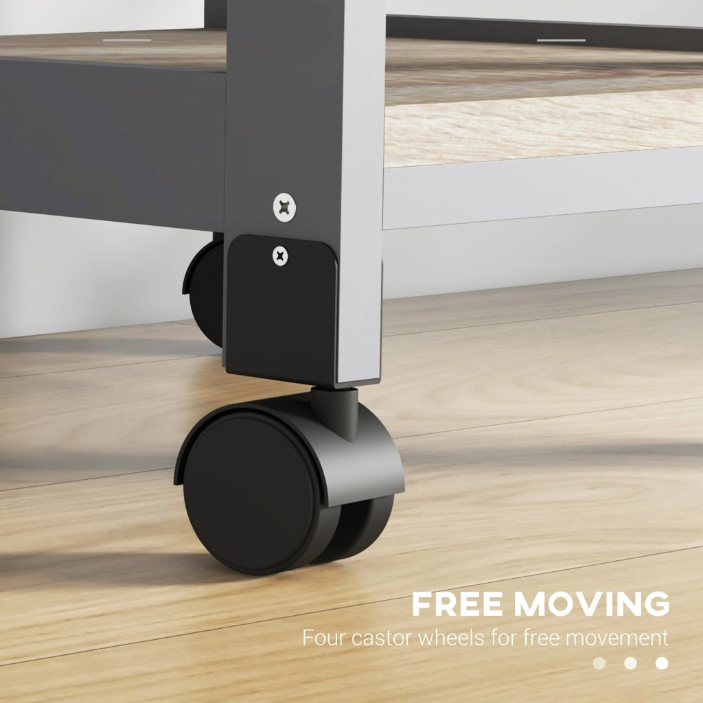 Carrello da Cucina 37x37x76 cm in Legno di Pino e MDF Rovere e Grigio