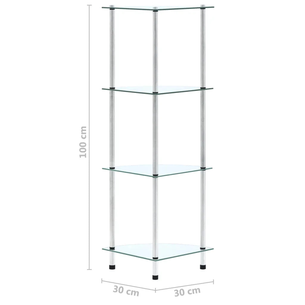 Scaffale a 4 Livelli Trasparente 30x30x100cm in Vetro Temperato CFW6436215