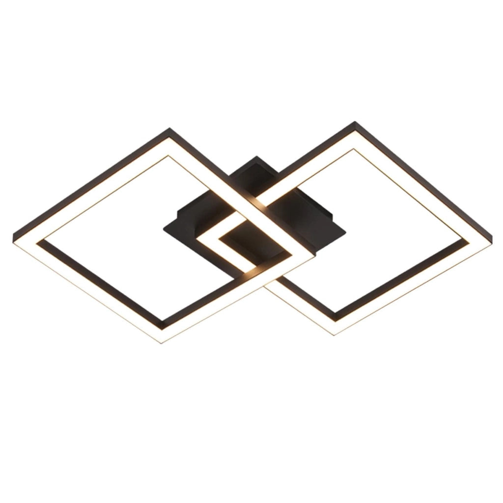ZMH Lampada da soffitto plafoniera LED moderna 2 luci 24W nera 3000K per cucina soggiorno camera letto