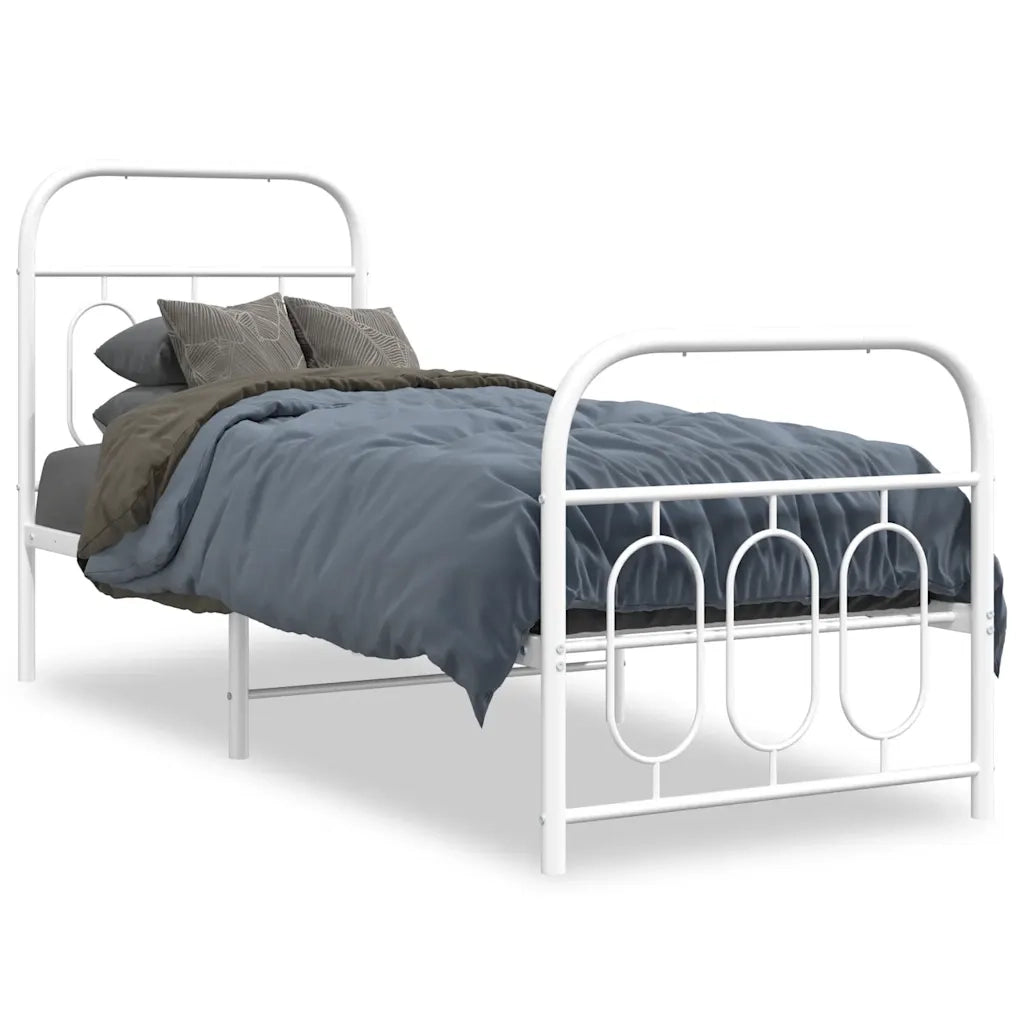 Giroletto con Testiera e Pediera-Struttura Letto Metallo Bianco 75x190 cm 992901