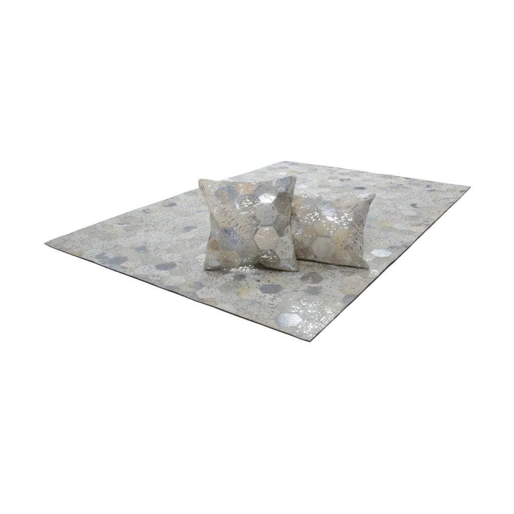Cuscino decorativo Spark in pelle grigio e argento