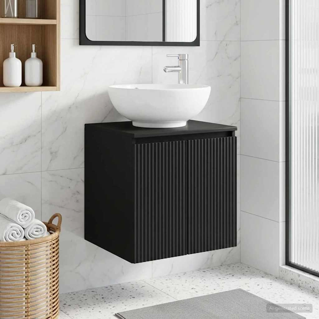 Mobile Lavabo da Parete Nero 49,5 x 44,5 x 65 cm 890443