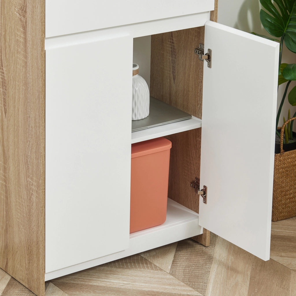 Mobile da bagno con armadietto e cassetto ¨C zephmum ¨C legno e bianco 60x30x90 cm