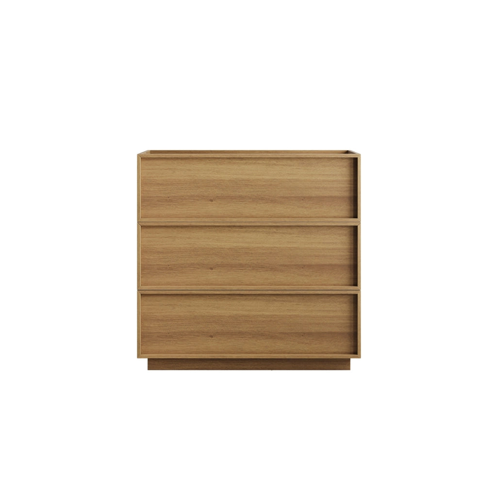 Cassettiera moderna con 3 cassetti, colore rovere, in MDF e truciolare, 80x48x78 cm