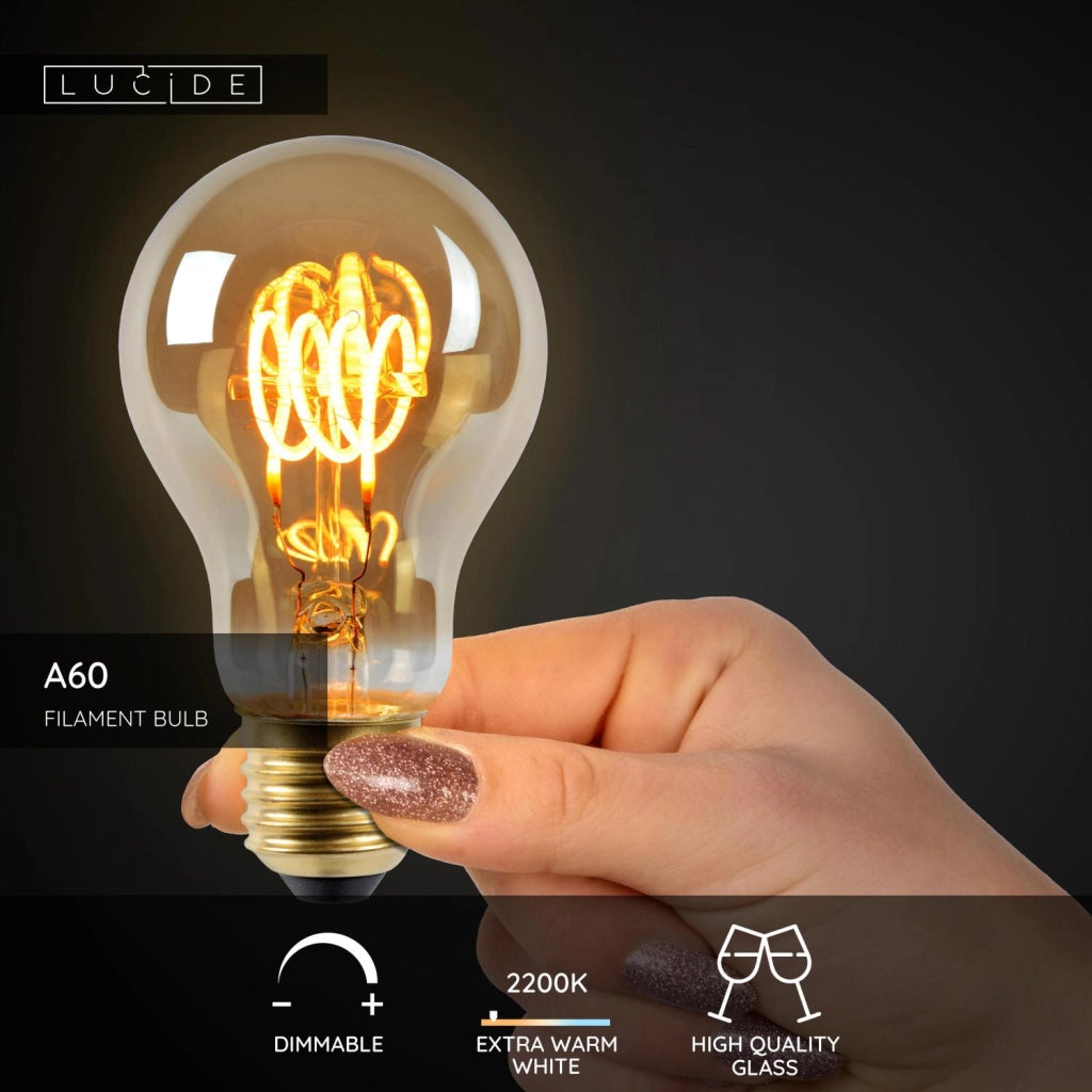 Lampadina LED filamento ambra E27 5W 260lm Lucide