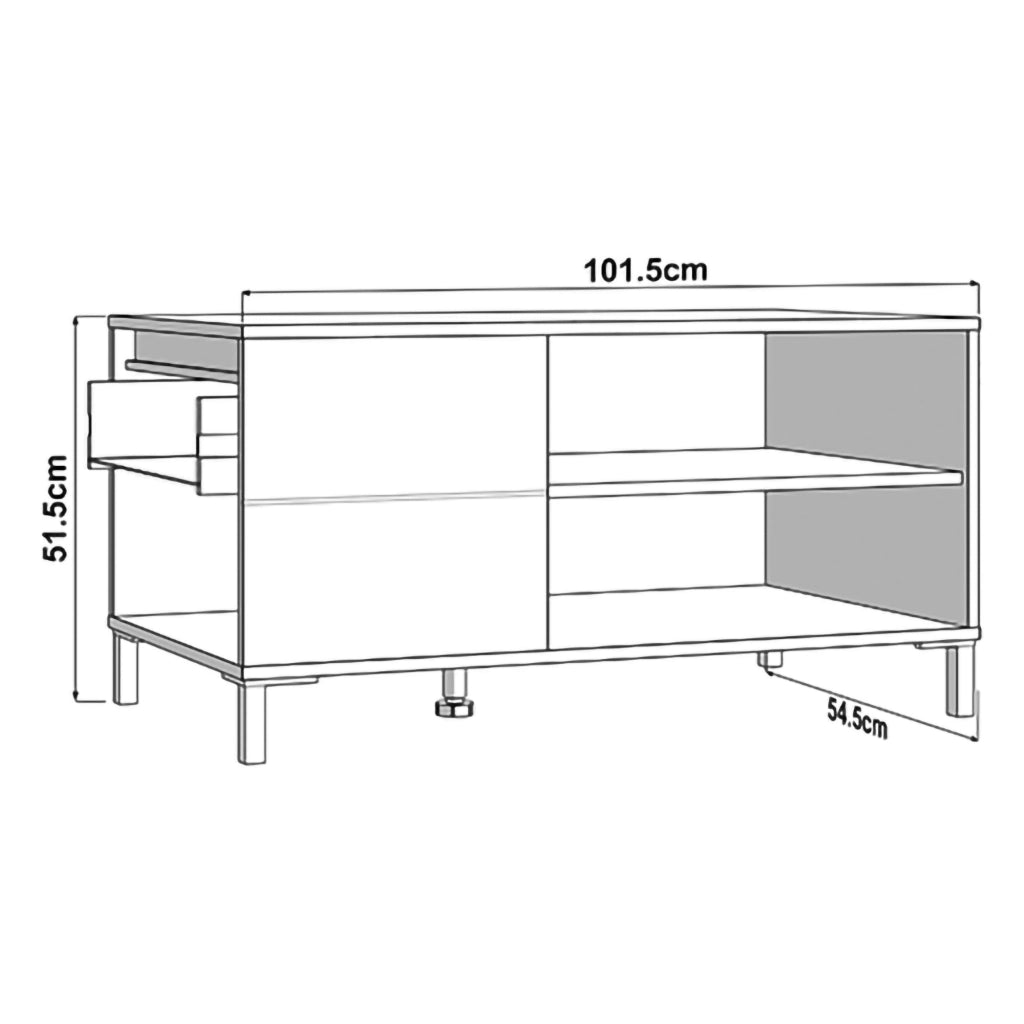 Salentina, Tavolino da Salotto un Cassetto, 102x55x52h cm Bianco Crema