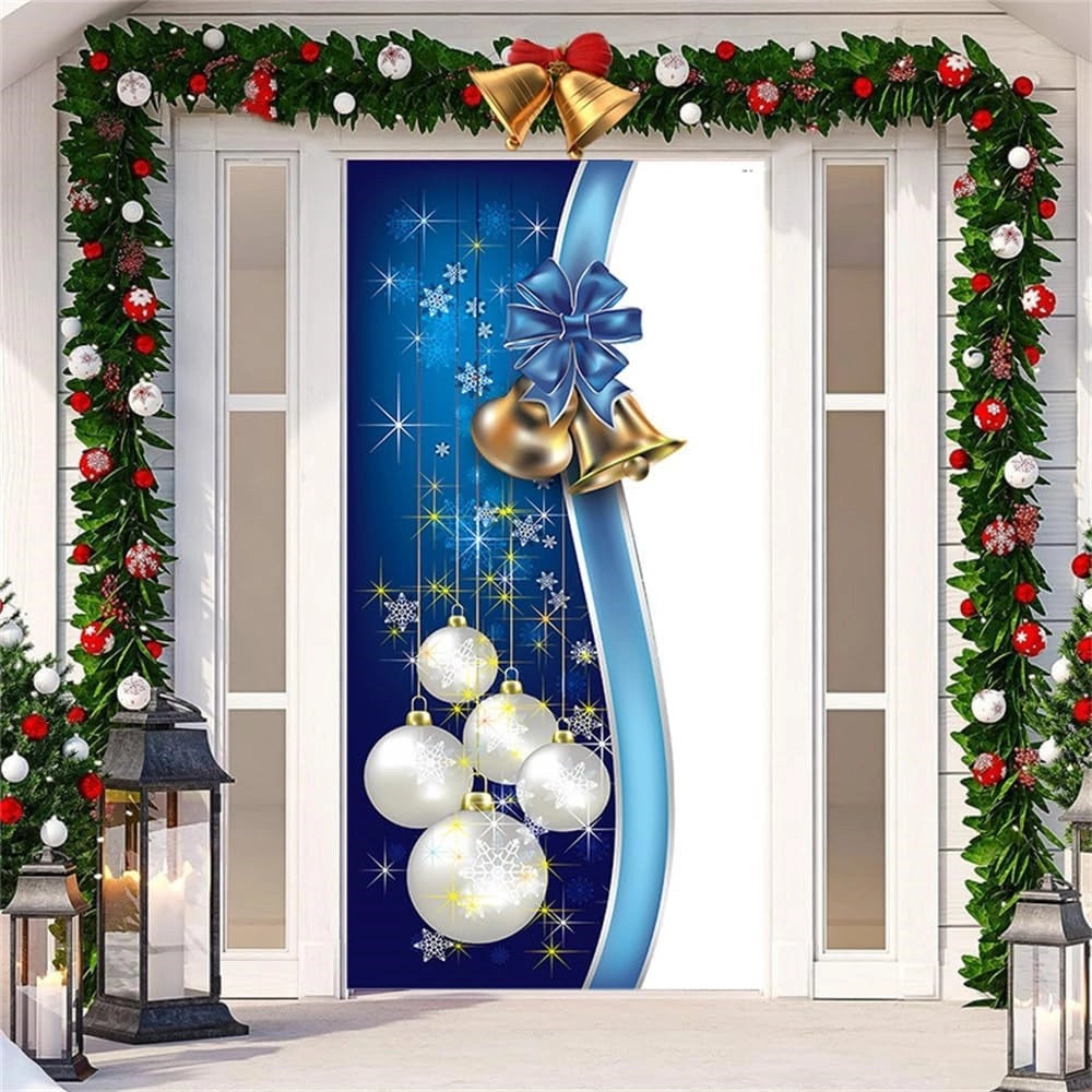 Trade Shop - Copri Porta Natalizio Con Elastico Decorazioni Sfondi Addobbi Natale 90x210 Cm -