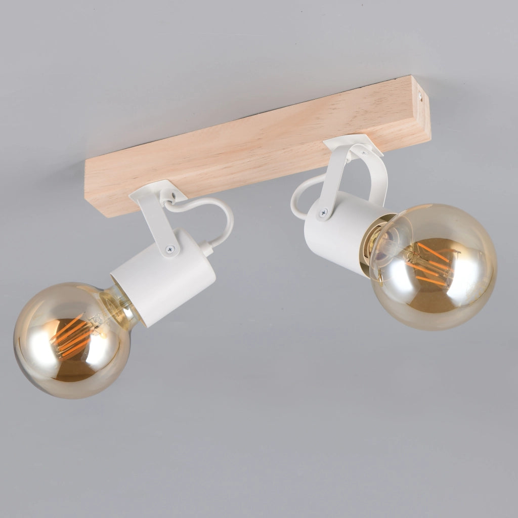 BARRA 2 SPOT E27 LYNAR 31CM BIANCA/LEGNO