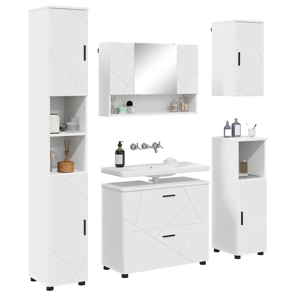 Set di mobili per il bagno con cassetto con porta 5 pcs Bianco 3393063