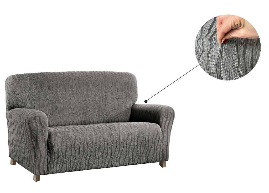 Copridivano Sofà Poltrona Elasticizzato Protezione Macchie Modello Wonderful - 3 Posti - Grigio
