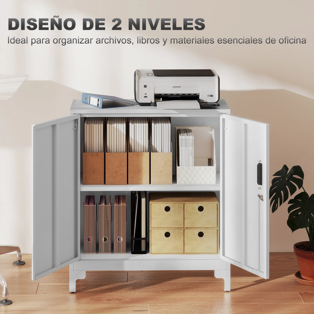 Armadio Metallo 2 Porte con Chiusura ¨C Zephmum ¨C Bianco 80x35x91 cm