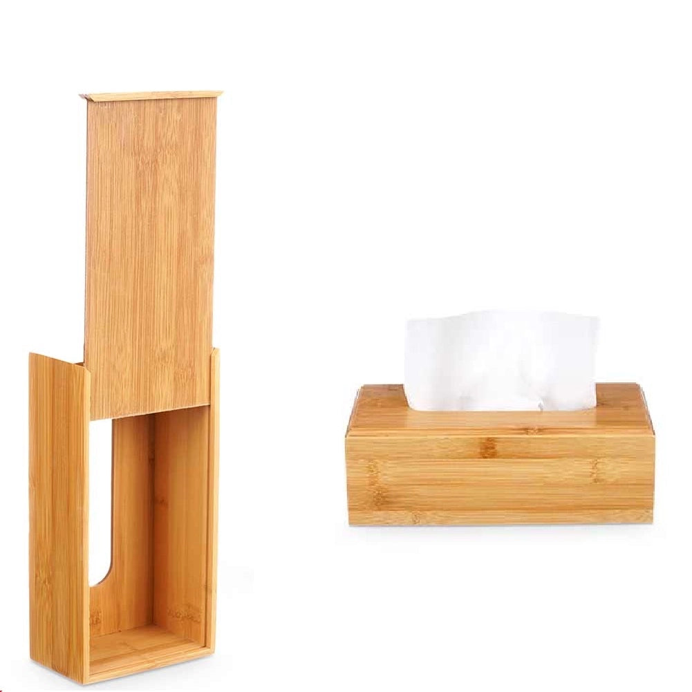 Porta Tovaglioli in Legno di Bambù Design Moderno 13x25H8 cm Naturale da Tavola