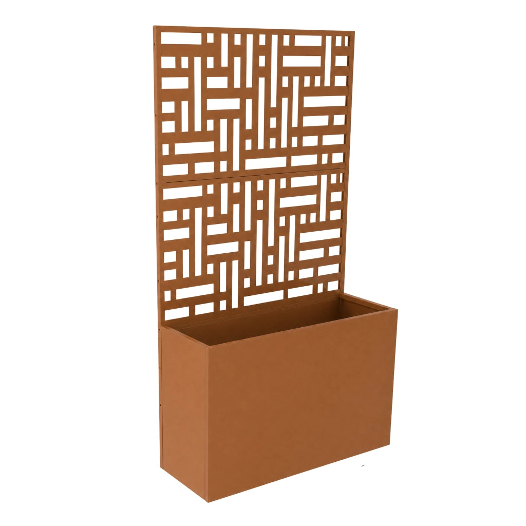 Fioriera con Spalliera Bernalda a 4 Rotelle 146 x 83 x 31 cm - Acciaio Marrone casa.pro