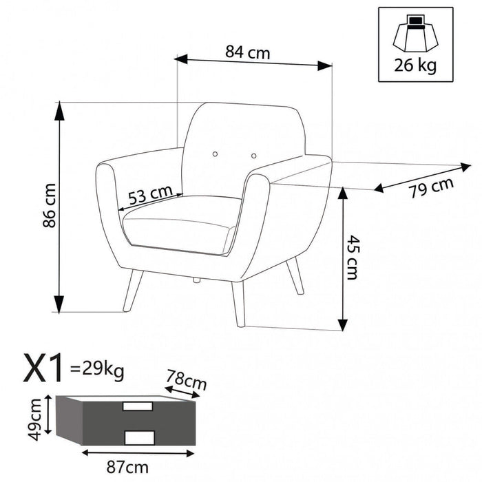 Poltrona Burton 84x79x86 h cm in Tessuto Blu